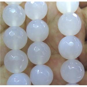 Natural White Agate Beads, faceted round, approx 12mm dia [GA877-12MM]