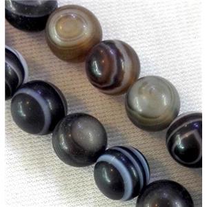 round matte stripe agate beads, eye, coffee, approx 20mm dia, 15.5 inches [GA878-20MM]