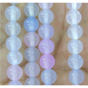 round agate beads, mixed color, approx 6mm dia, 15.5 inches [GA920]
