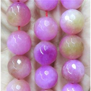 Dichromatic agate bead, faceted round, hotpink, approx 12mm dia [GA921-12MM]