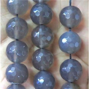 faceted round Grey Agate Beads, approx 12mm dia [GA925-12MM]