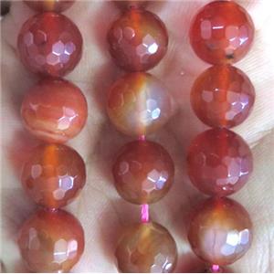 ruby red agate bead, faceted round, approx 10mm dia [GA927-10MM]