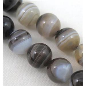 round coffee strip Agate Beads, approx 8mm dia, 15.5 inches [GA929]