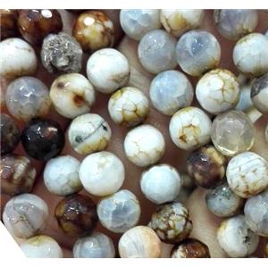 faceted round coffee veins agate beads, approx 6mm dia, 65pcs per st [GA943]