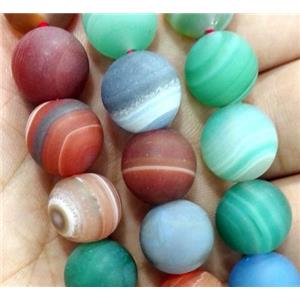 round matte stripe agate beads in mix color, approx 6mm dia, 62pcs per st [GA945-6MM]