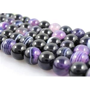 round purple Stripe Agate Beads, 10mm dia, approx 40pcs per st [GA96-10MM]