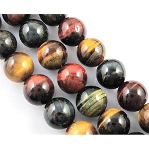 colorful Tiger eye stone beads, A Grade, round, 16mm dia, 25pcs per st [GAM11A-16MM]