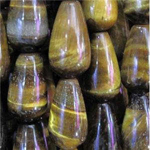 yellow tiger eye beads, teardrop, approx 10x30mm, 15.5 inches [GAM22-10X30MM]