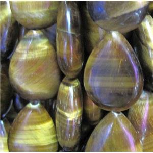 yellow tiger eye stone beads, flat teardrop, approx 13x18mm, 15.5 inches [GAM23-13X18MM]