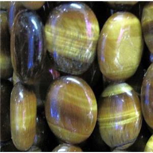 yellow tiger eye beads, oval, approx 13x18mm, 15.5 inches [GAM24]
