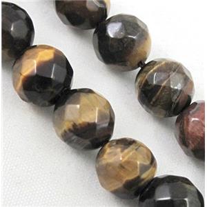 tiger eye beads, faceted round, AB grade, approx 14mm dia, 15.5 inches [GAM27AB-14MM]