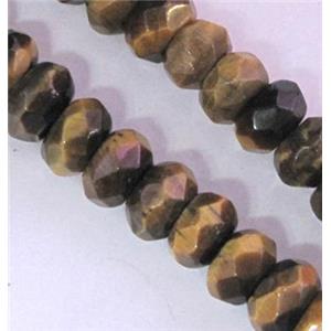 tiger eye bead, faceted rondelle, approx 5x8mm, 15.5 inches [GAM32-5X8MM]