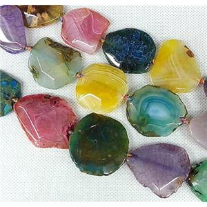 natural Agate Slice beads, freeform, mixed color, approx 25-35mm [GAS028]