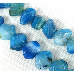 Agate stone beads, freeform, blue, approx 12x18mm [GAS064]