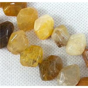 Agate stone beads, freeform, yellow, approx 12x18mm [GAS065]
