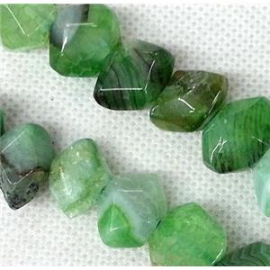 Agate stone beads, freeform, green, approx 12x18mm [GAS068]