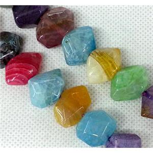 Agate stone beads, freeform, mixed color, approx 12x18mm [GAS069]