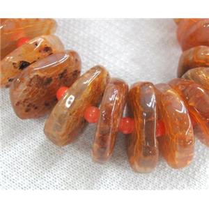 agate beads for necklace, heshi, orange, approx 15-25mm [GAS1011]