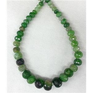 Agate rondelle beads Necklace Chain, green, approx 12-20mm [GAS267]
