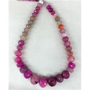 hotpink Agate rondelle beads Necklace Chain, approx 12-20mm [GAS282]