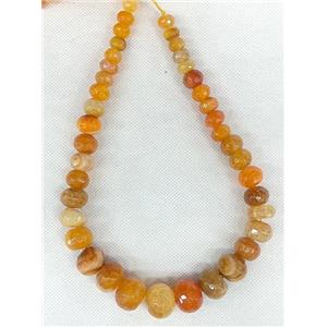 orange Agate stone beads chain necklace, faceted abacus, approx 12-20mm [GAS283]
