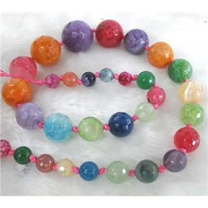 faceted round Agate beads Necklace Chain, mix color, approx 6-20mm [GAS293]