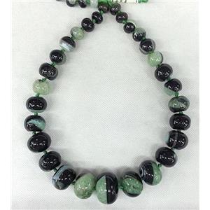 green Druzy Agate rondelle beads necklace chain, approx 12-28mm [GAS319]