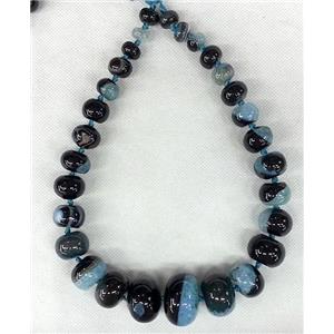 blue Druzy Agate rondelle beads Necklace Chain, approx 12-28mm [GAS322]