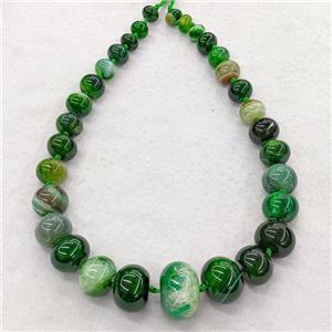 green Agate graduated beads, rondelle, dye, approx 12-28mm [GAS324]