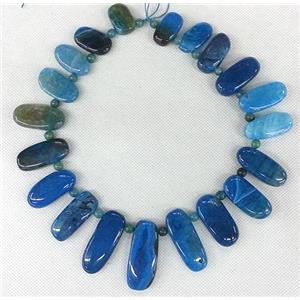 blue Agate stick beads Necklace Chain, approx 14x25mm. 15x50mm [GAS330]