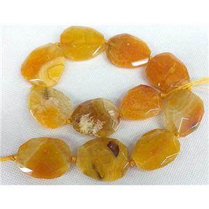 Agate Slice, freeform, yellow, approx 30-40mm [GAS388]