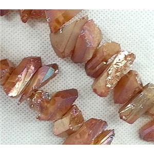 clear quartz beads, freeform chips, electroplated, approx 16-25mm [GAS431]