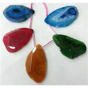 Rock Agate pendant, Slice, freeform, mixed color, approx 35-70mm [GAS444]