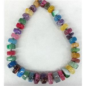 Agate heishi beads chain necklace, mixed color, approx 15-23mm [GAS575]