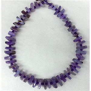 purple Agate stone beads chain necklace, square, approx 18-30mm [GAS581]