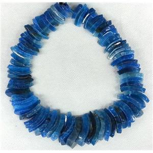 blue Agate Slice beads necklace chain, chips, approx 20-45mm [GAS585]
