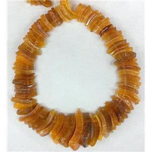 orange Agate Slice beads chain necklace, chips, approx 20-45mm [GAS587]