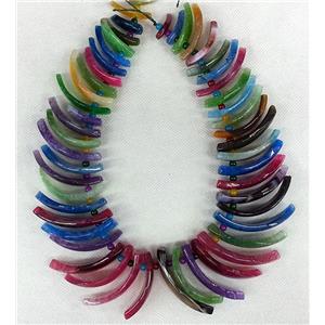 Agate Slice necklace chain, chips, mixed color, approx 30-45mm [GAS590]