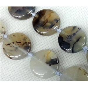 Agate stone beads, flat round, approx 25mm [GAS630]