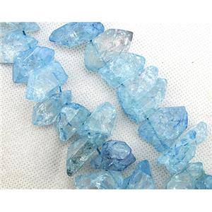 blue Crystal Quartz chip beads, dye, approx 12-30mm [GAS670]