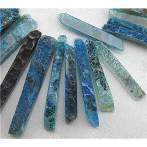 Natural rock agate bead, freeform, blue, 10-65mm [GAS688]