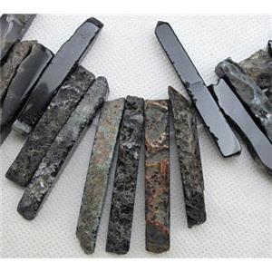 Natural rock agate beads, stick, black, 10-65mm [GAS692]