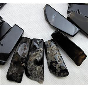 Natural rock agate bead, freeform, black, 12-60mm [GAS693]