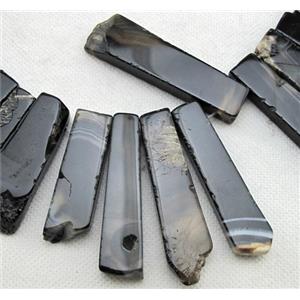 rock Agate stick bead, freeform, black, 12-60mm [GAS701]