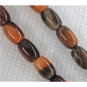 deep orange Agate stone bead, barrel, approx 8x12mm [GAS733]