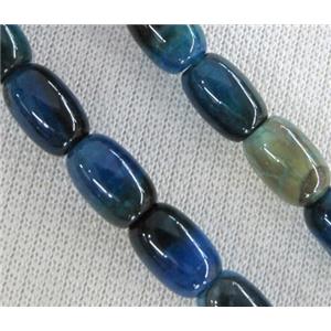 deep blue Agate stone bead, barrel, approx 8x12mm [GAS734]