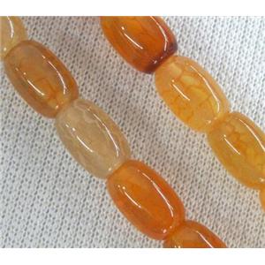 orange Agate stone beads, barrel, approx 8x12mm [GAS737]