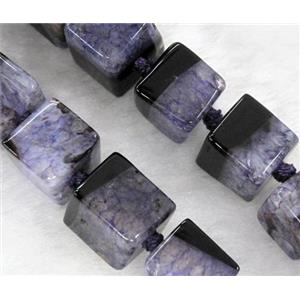 Agate Druzy beads, cube, purple, approx 12x12x12mm, 16 inches [GAS745]