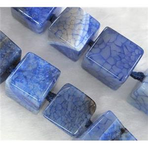 Agate Druzy beads, cube, blue, approx 12x12x12mm, 16 inches [GAS749]