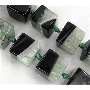Agate Druzy beads, cube, green, approx 12x12x12mm, 16 inches [GAS760]